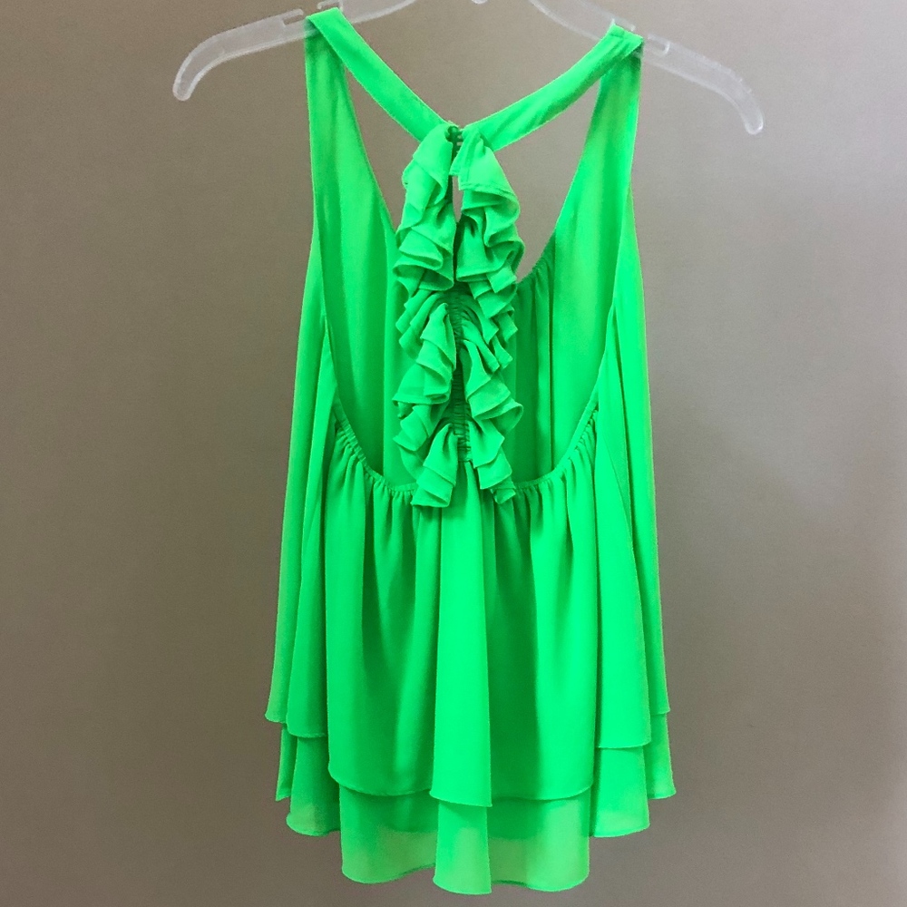 Green Blouse With Ruffled Back - image 2